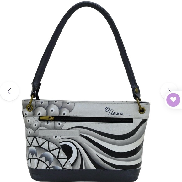 Anuschka Hand-Painted Leather Shoulder Bag in Patchwork Pewter.  NWOT - Picture 12 of 14